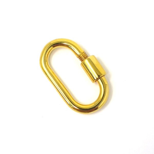 14K Yellow Gold Vermeil Sterling Silver 22x12 mm Carabiner Locking Clasp, Connector, Fastener