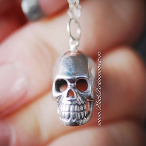 Skull Necklace Solid 925 Sterling Silver Pendant Insurance Included image 2