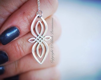 Celtic Knot Infinity Necklace - Solid 925 Sterling Silver Charm Pendant - Insurance Included