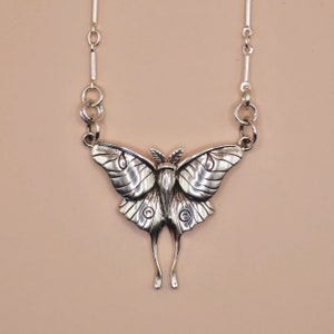 Luna Moth Necklace Solid 925 Sterling Silver Insurance Included image 1