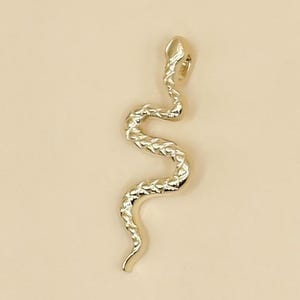 14k Yellow Gold Year of the Snake Serpent Pendant Necklace 19.5x6.7 mm