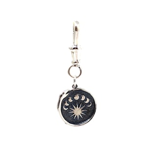 Pendentif ouroboros serpent en argent sterling massif 925 avec pendentif à breloques phases de lune ou collier