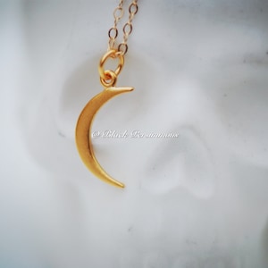 Moon of My Life Necklace - Small 24k Gold Plated Sterling Silver Vermeil Crescent Moon 14K Gold Filled Chain - Insurance Included