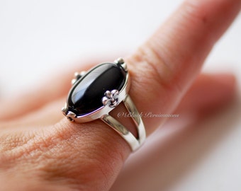 Unn Black Onyx Ring - Genuine Auspicious Feng Shui Protective Symbol Gemstone - Solid 925 Sterling Silver -  Insurance Included