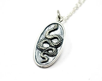 Snake Pendant Necklace - Solid 925 Sterling Silver - Insurance Included