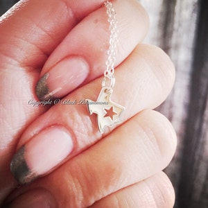 Texas with Star State Necklace No. 1 - Solid 925 Sterling Silver Charm Pendant - Insurance Included