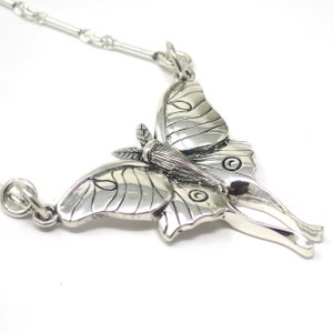 Luna Moth Necklace Solid 925 Sterling Silver Insurance Included image 6