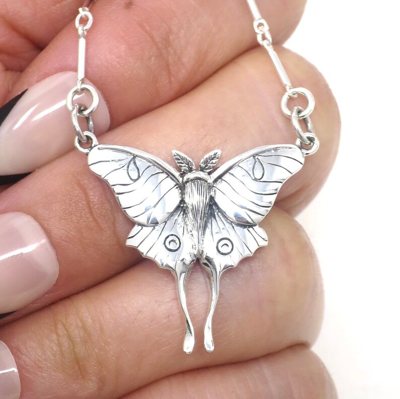 Luna Moth Necklace Solid 925 Sterling Silver Insurance Included image 8