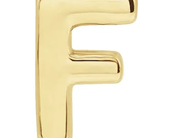 14K Yellow Gold Block Initial Letter F Slide Charm Pendant Necklace