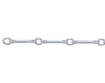 Solid Sterling Silver 0.9mm Straight Bar & Link Chain Necklace