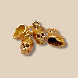 Mini 24K Gold Vermeil Skull Necklace: Sterling Silver Skeleton Charm