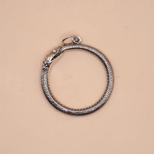 Collier serpent Ouroboros en argent sterling massif 925 avec breloque serpent