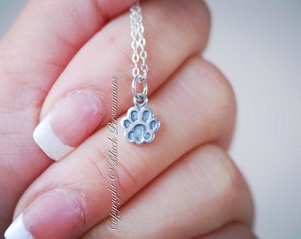 Dog Paw Print Necklace - Solid 925 Sterling Silver Charm - Insurance Included