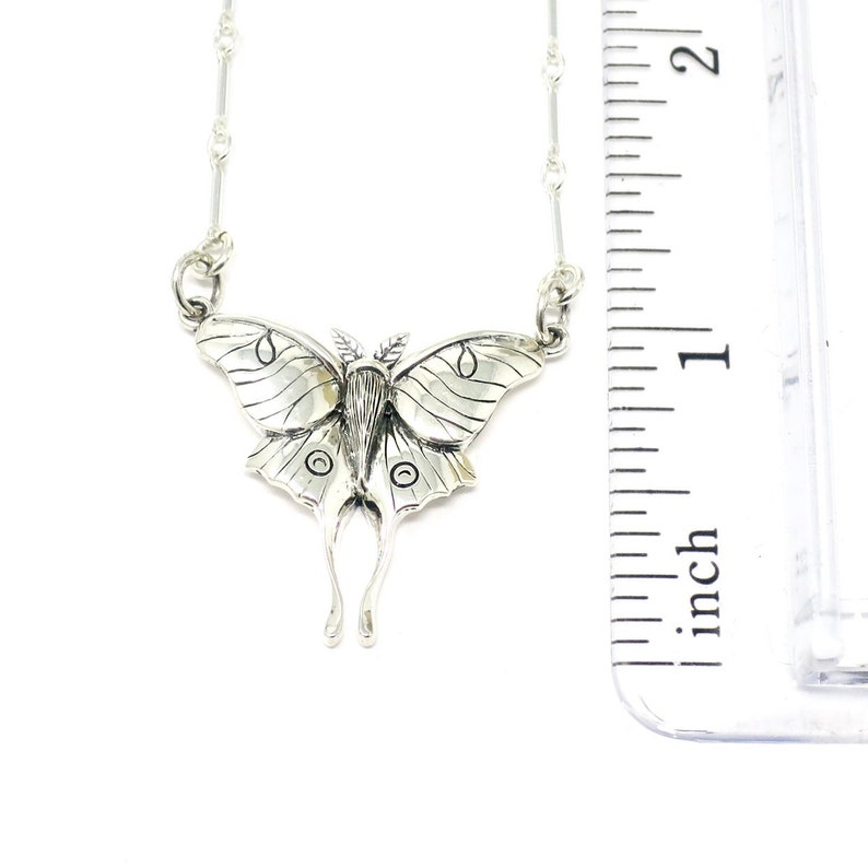 Luna Moth Necklace Solid 925 Sterling Silver Insurance Included image 5