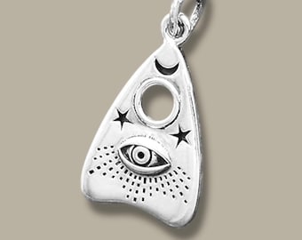 Sterling Silber Ouija Planchette mit Allsehendes Auge Anhänger für Halskette