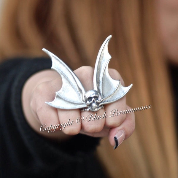 LAST ONE - Viktor Bat Wings Rings - American Made Brass - Adjustable - Free Domestic Shipping