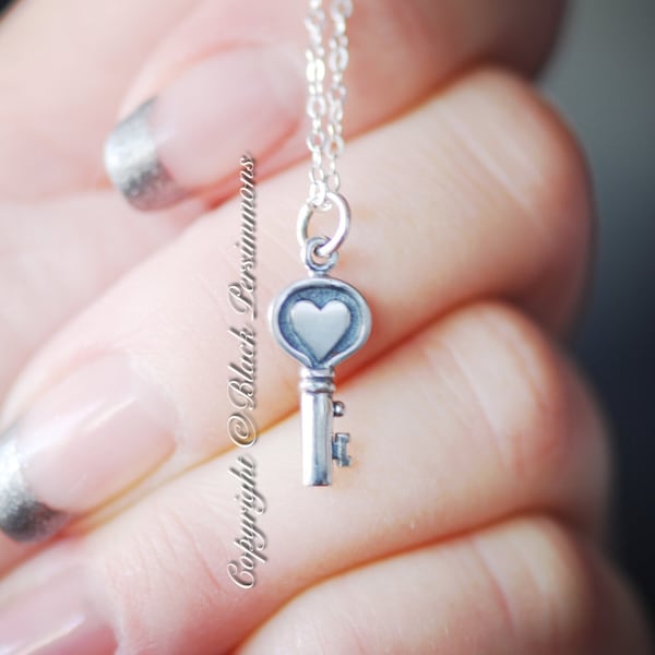 Heart Key Necklace Etsy
