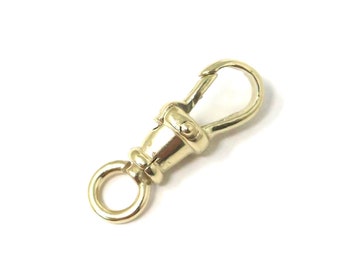 14K Yellow Gold Antique Style Swivel Dog Clip, Lobster Clasp, Albert Style Clip