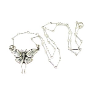 Luna Moth Necklace Solid 925 Sterling Silver Insurance Included image 7