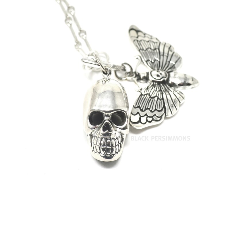 Skull Necklace Solid 925 Sterling Silver Pendant Insurance Included image 1