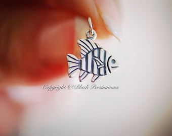 Tropical Fish Necklace - Sterling Silver Fish Charm Pendant - Insurance Included