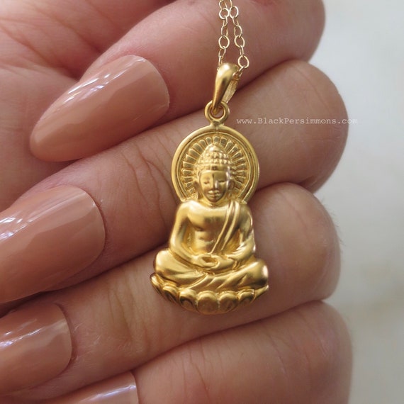 Shakyamuni Buddha Pendant Necklace Large 24k Gold Plated Bronze Vermeil Auious Feng S Insurance Included