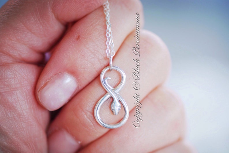 Infinity Snake Necklace Solid 925 Sterling Silver Charm Etsy