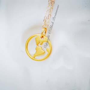 24k vergoldete Sterlingsilber Vermeil Weltkarte Openwork Anhänger Halskette
