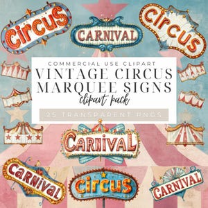 Vintage feesttentborden voor circus en carnaval: transparante png-bestanden om te downloaden. Retro circusborden, carnavalsborden, illustraties om te downloaden