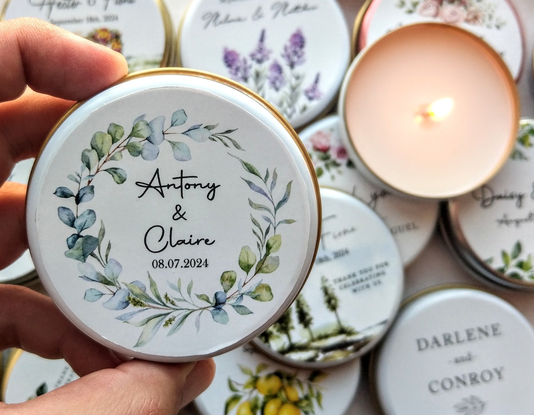 Personalized Candle Wedding Favors: Bulk Custom Guest Gifts - Etsy