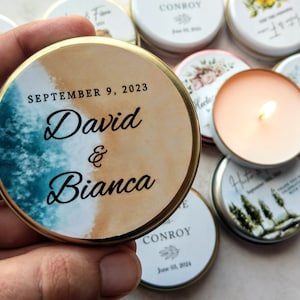Custom Beach Wedding Favors: Personalized Candle Gifts
