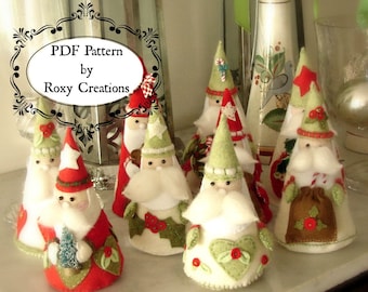 PDF felt sewing PATTERN printable pattern Santa Christmas ornaments felt pattern instant download great gift or christmas decor
