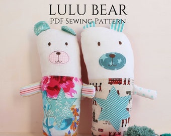 PDF softie sewing pattern Lulu bear