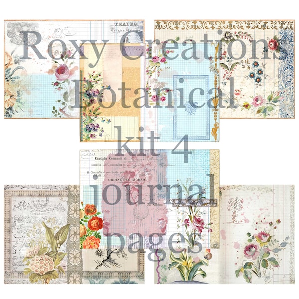 Botanical printable digital Journal pages kit 4