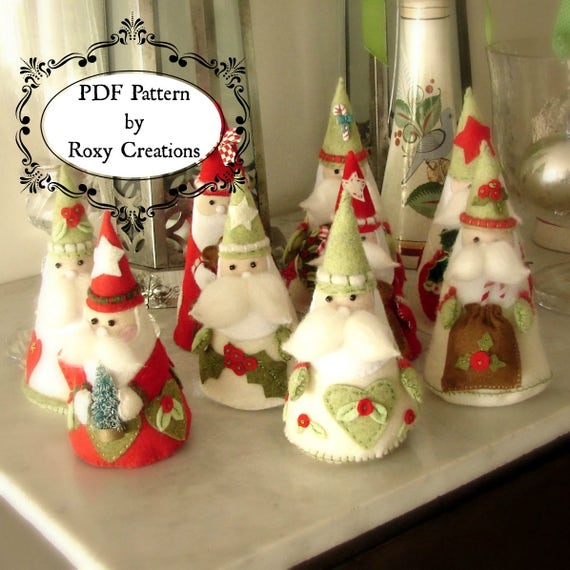 pdf felt sewing pattern printable pattern santa christmas ornaments felt pattern instant download great gift or christmas decor christmas ornament templates
