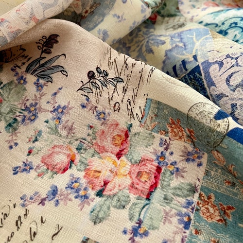 Roxy Creations Antique Style Fabric French Blue All Over Design