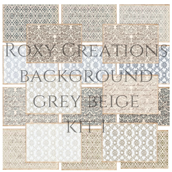 Printable background journal pages biege and grey kit 1
