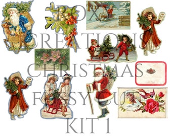 Printable Christmas fussy cut kit 1