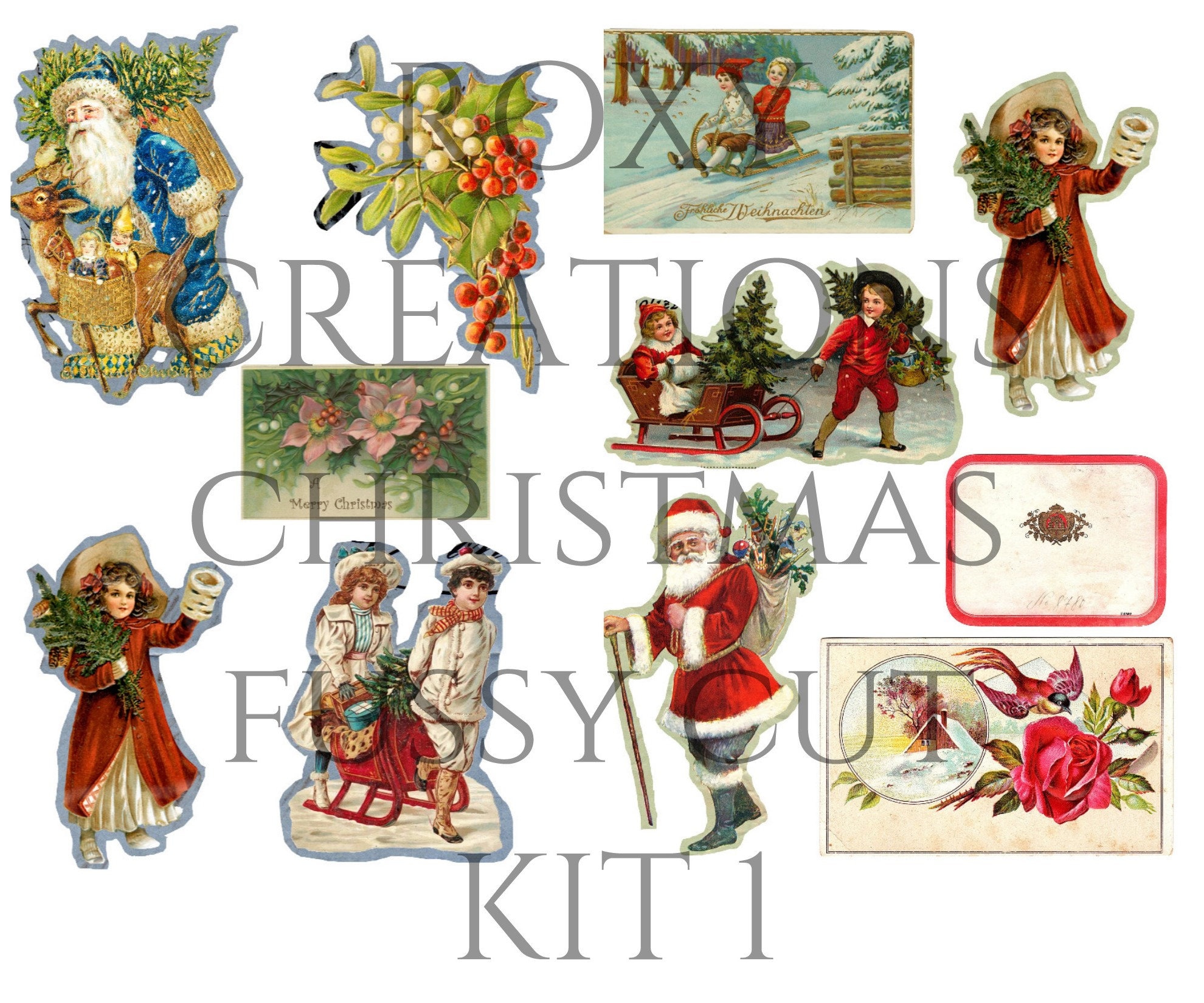 Printable Christmas Fussy Cut Kit 1 - Etsy