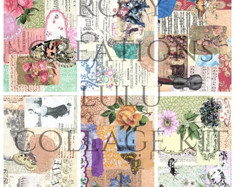 Printable Lulu collage pages and tags kit 1