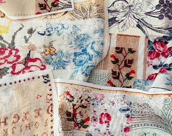 Mixed A4 Roxy Creations fabric pages Gorgeous stitching pack 1 cotton or linen SET OF 3 OR 6