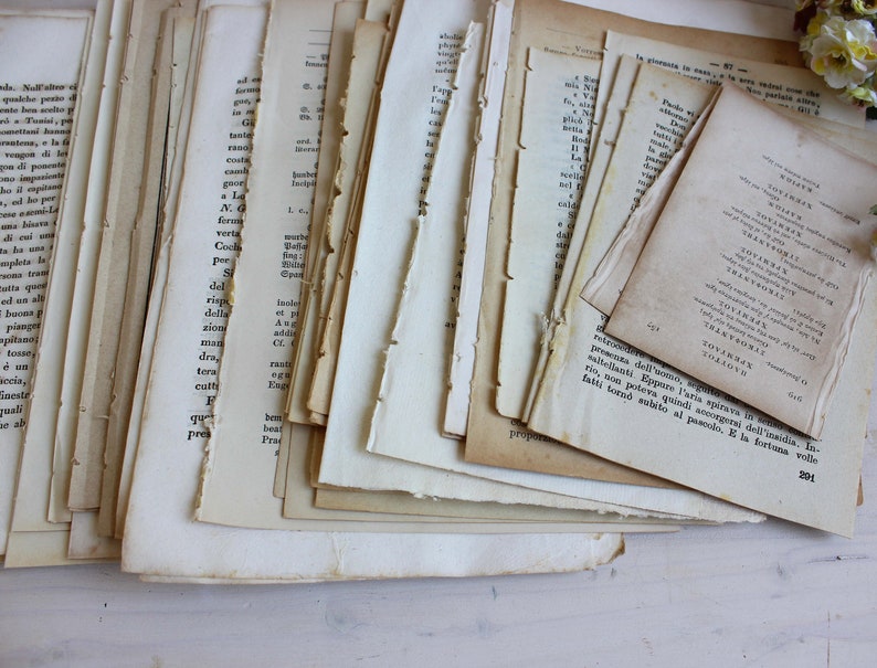 100 pce Super antique book page bundle 1800s image 4