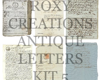 May include: A set of five antique letters written in cursive script on aged paper. The letters are in various sizes and have different folds and creases. The letters are a great addition to any vintage or historical collection.