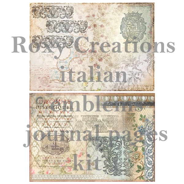 Italienische Embleme Journal Seiten Kit 1