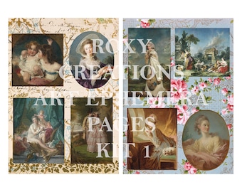 Printable Art ephemera pages kit 1