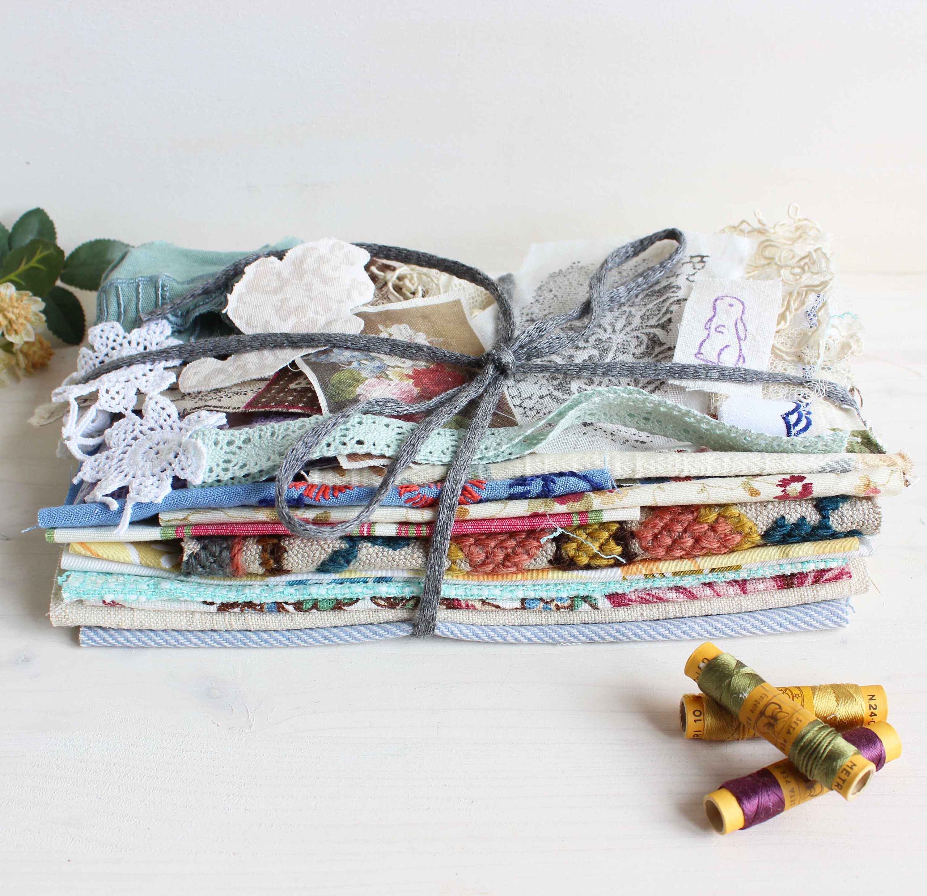 Fabric and trim scrap bundle fabulous sewing pack blues Etsy