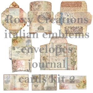 Envelopes com emblemas italianos para impressão e kit de cartões de diário 2