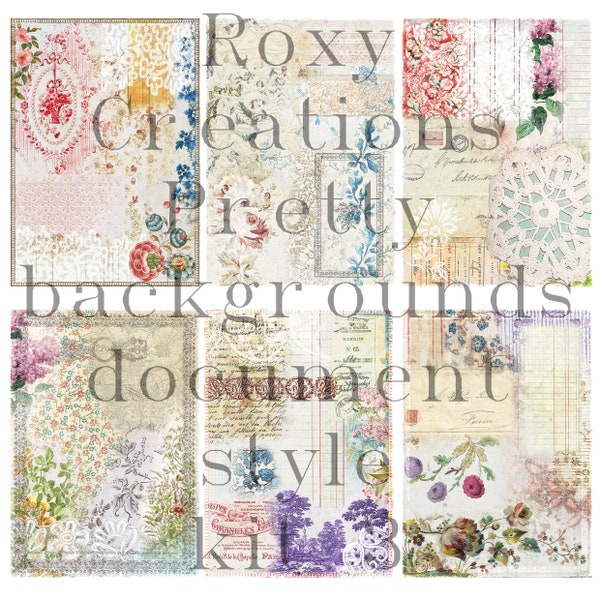 Printable pretty background pages kit 3 document journal style