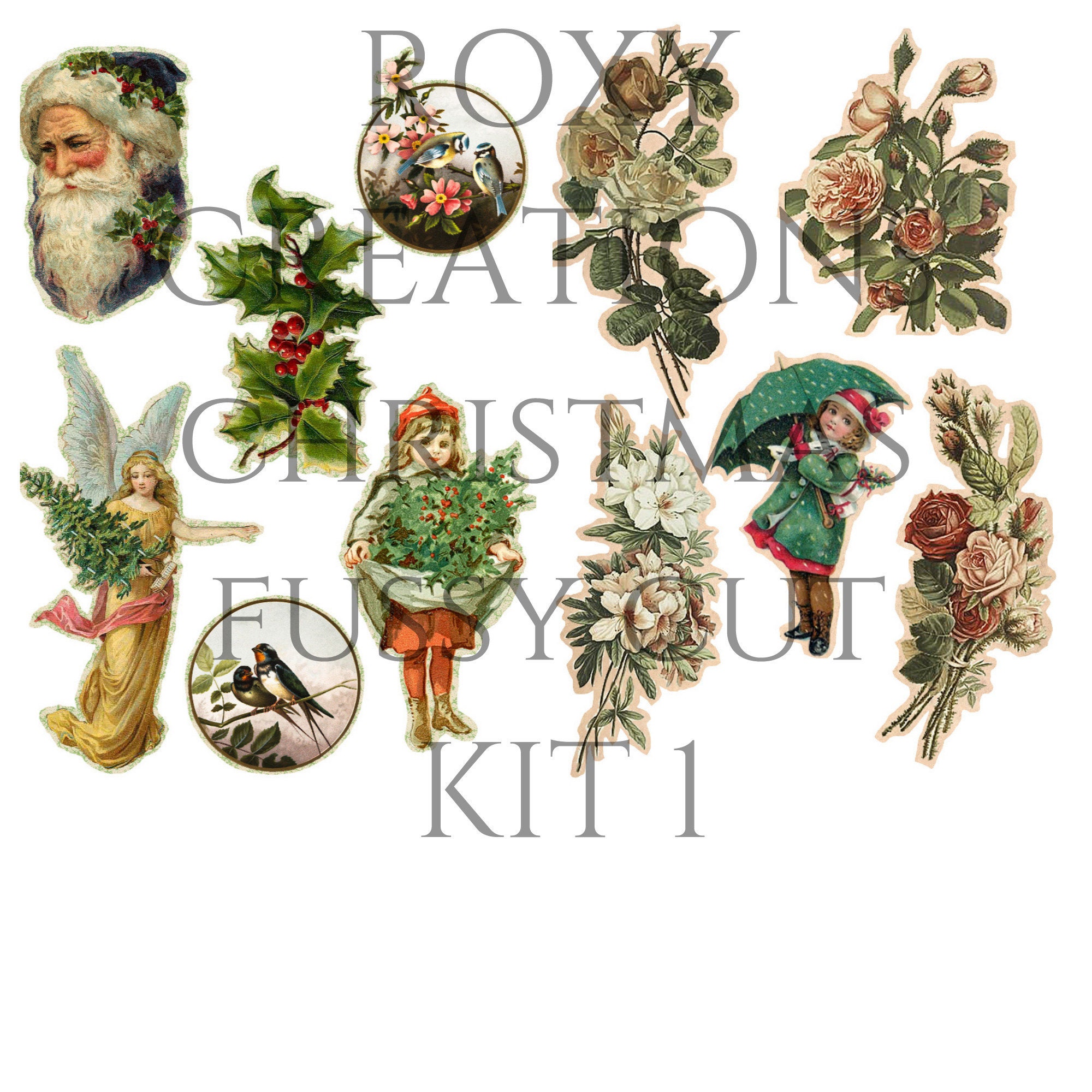 Printable Christmas Fussy Cut Kit 1 - Etsy