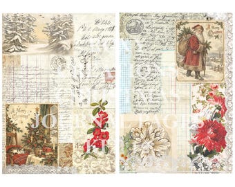 Printable Christmas junk journal pages kit 12 Document journal style